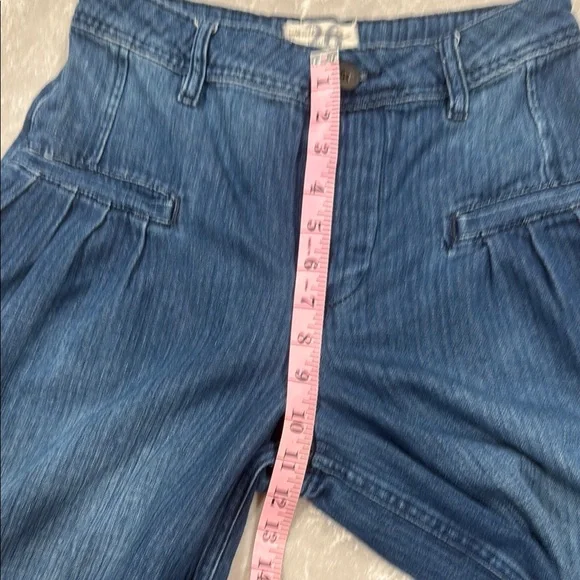Free People Charlie Wide Leg Pleated Blue Jeans LIKE NEW We the Free - Picture 9 of 16